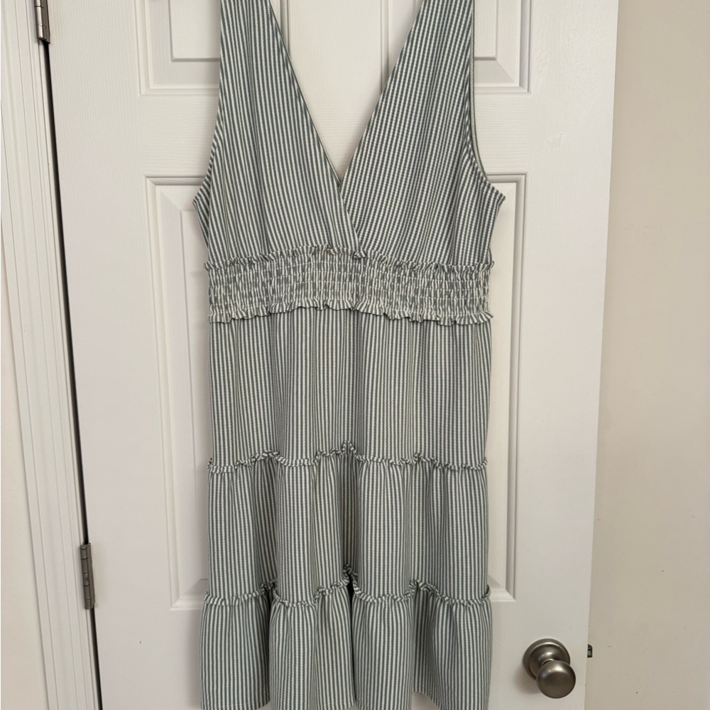 American Eagle Striped Sleeveless Tiered Dress